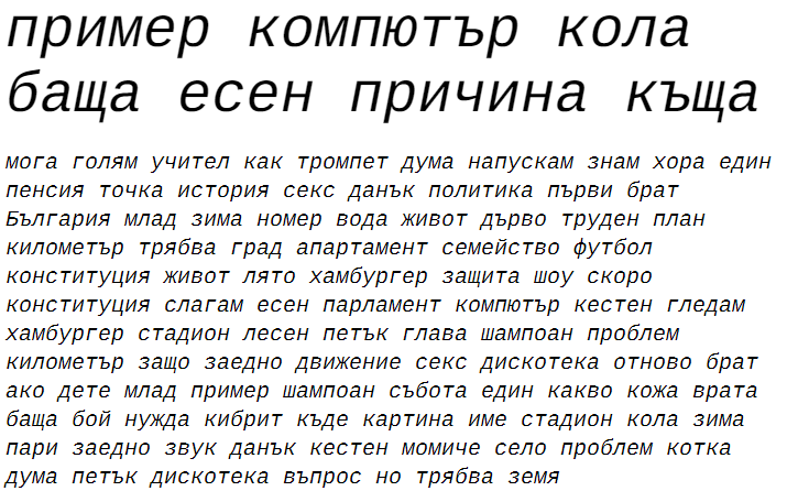 Liberation Mono-Italic Cyrillic Font